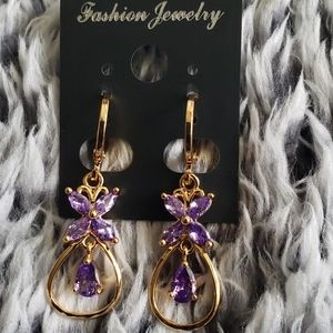 18K Yellow gold filled royal purple earrings